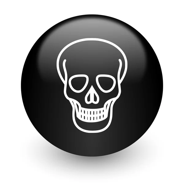 Totenkopf schwarze Hochglanz-Internet-Ikone — Stockfoto