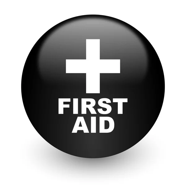 First aid black glossy internet icon — Stock Photo, Image