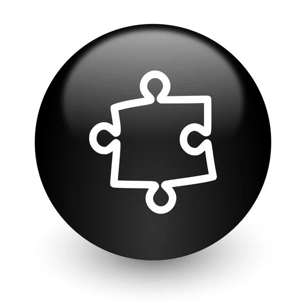 Puzzle black glossy internet icon — Stock Photo, Image