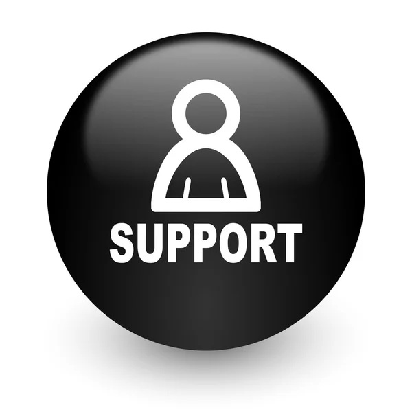Podpora černé lesklé ikonu internet — Stock fotografie