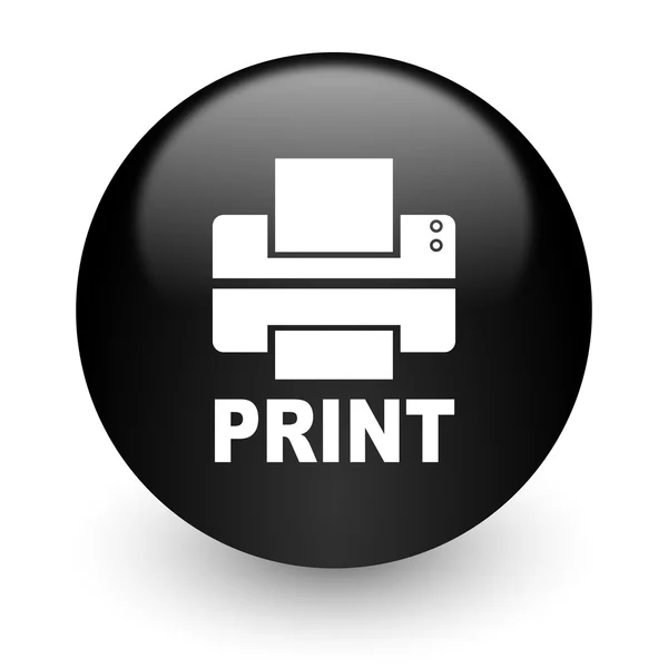 Zwart glanzende internet printerpictogram — Stockfoto