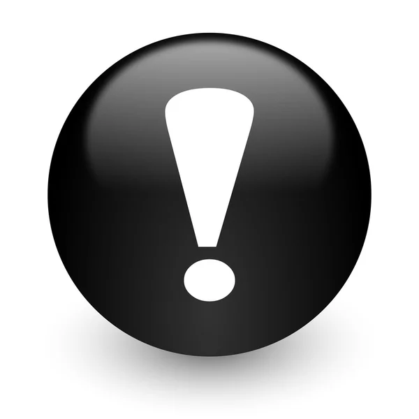 Exclamation sign black glossy internet icon — Stock Photo, Image