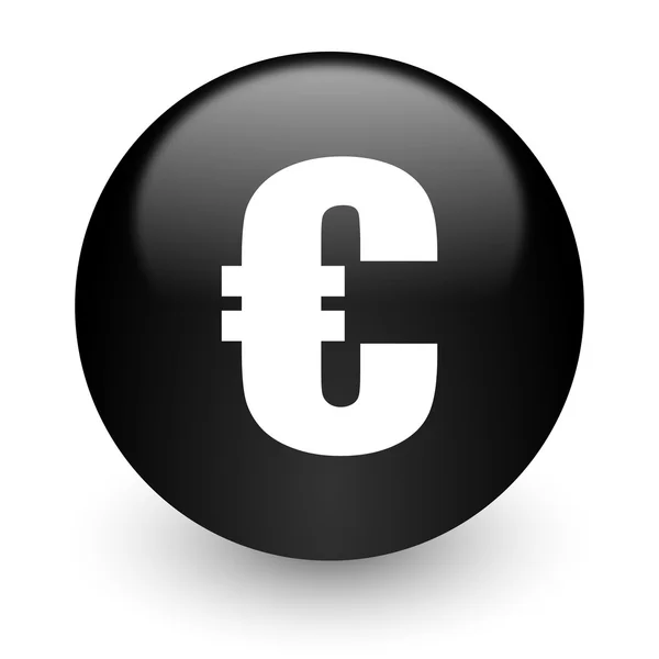 Euro black glossy internet icon — Stock Photo, Image