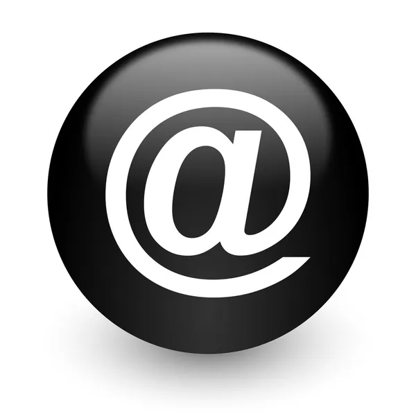 E-mailben fekete fényes internet ikonra — Stock Fotó