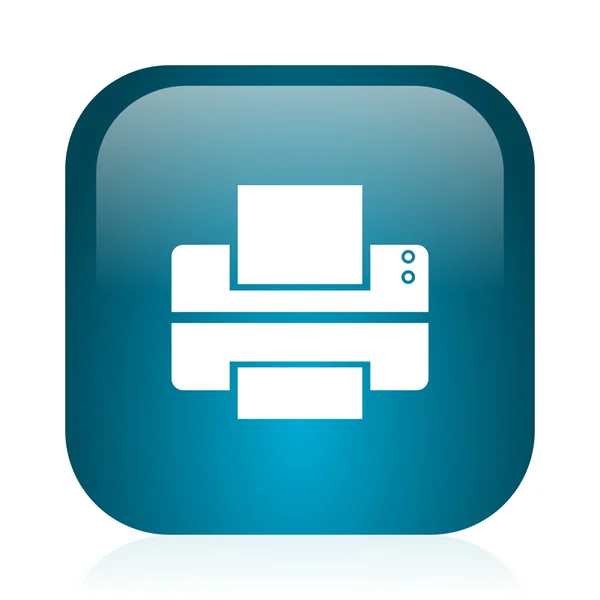 Printer blue glossy internet icon — Stock Photo, Image