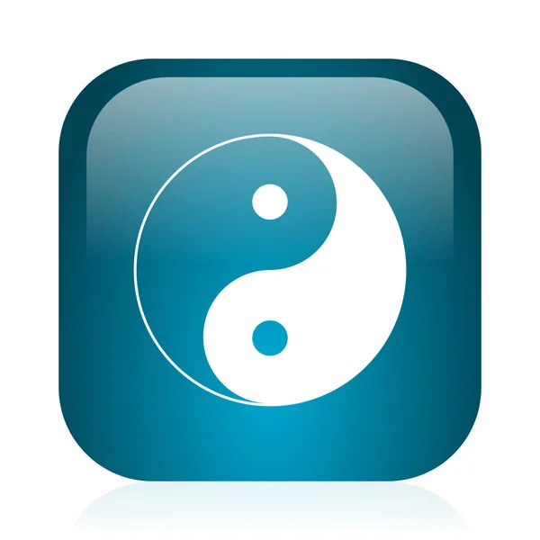 Ying yang icona internet blu lucido — Foto Stock