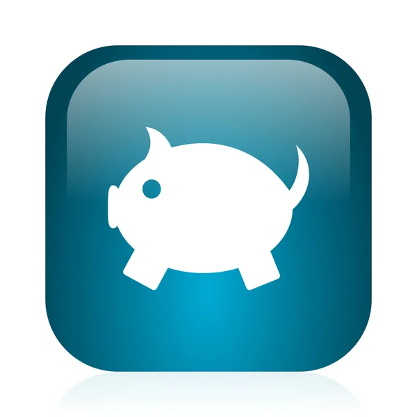 Piggy bank blue glossy internet icon — Stock Photo, Image