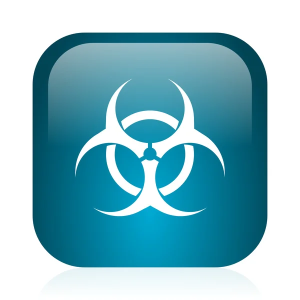 Biohazard mavi parlak Internet simgesi — Stok fotoğraf