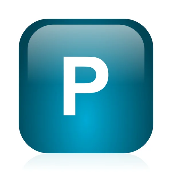 Parkeren blauwe glanzende internet-pictogram — Stockfoto