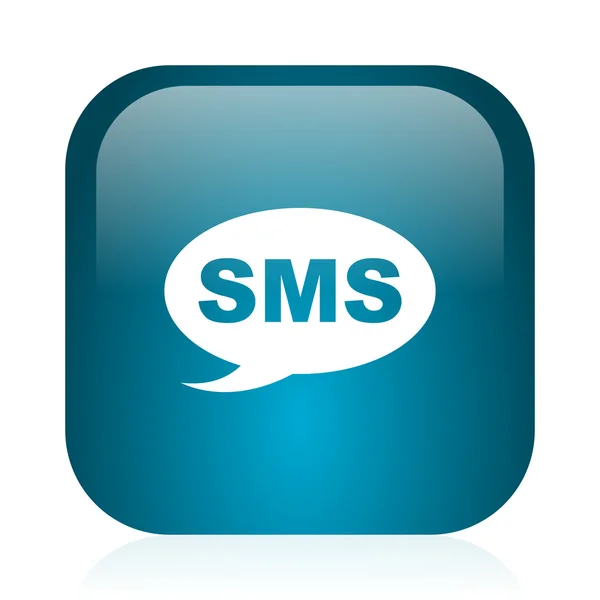 SMS niebieski błyszczący ikona internet — Zdjęcie stockowe