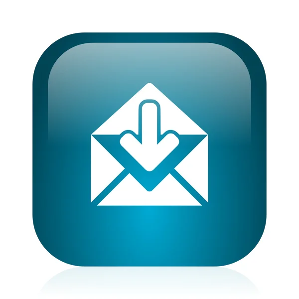 Email blu lucido icona internet — Foto Stock