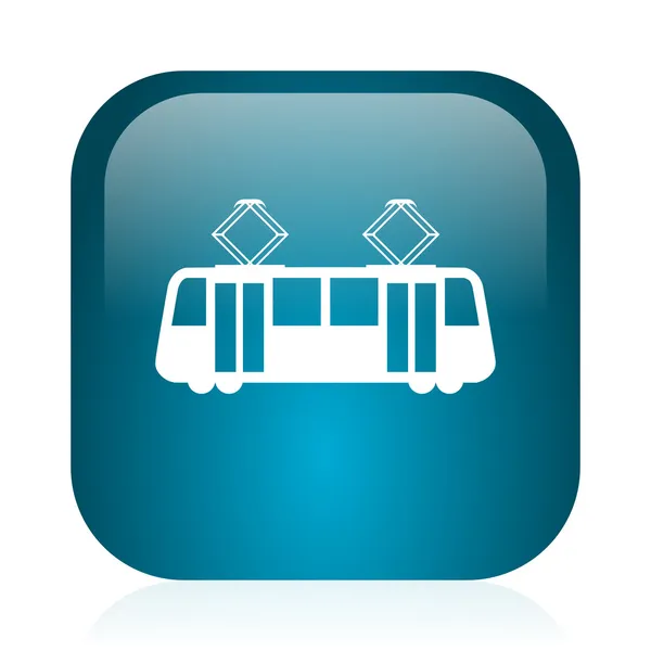 Tramvay mavi parlak Internet simgesi — Stok fotoğraf
