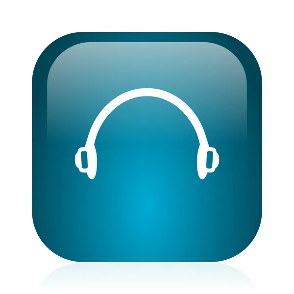 Hoofdtelefoon blauw glanzend internet-pictogram — Stockfoto