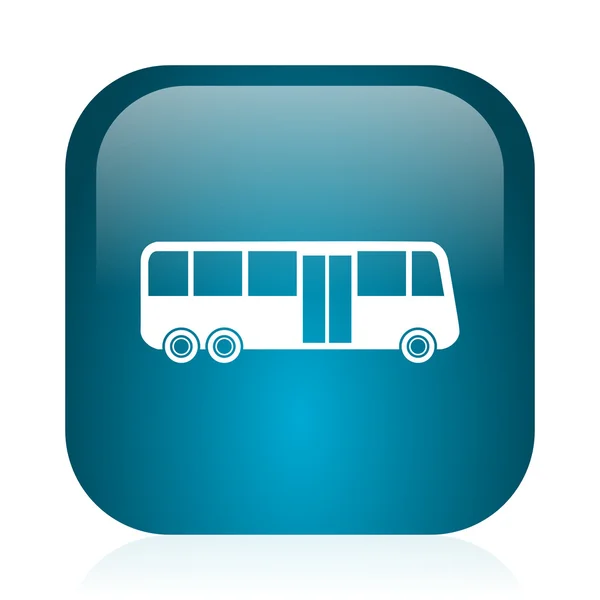Bus blauw glanzend internet pictogram — Stockfoto