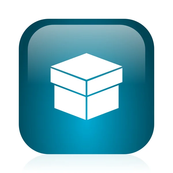 Caixa azul brilhante ícone de internet — Fotografia de Stock