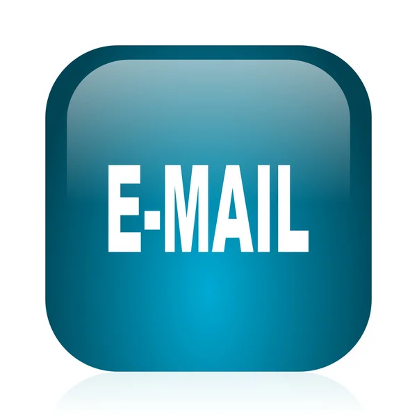 Email blu lucido icona internet — Foto Stock