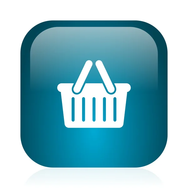 Winkelwagen blauwe glanzende internet-pictogram — Stockfoto