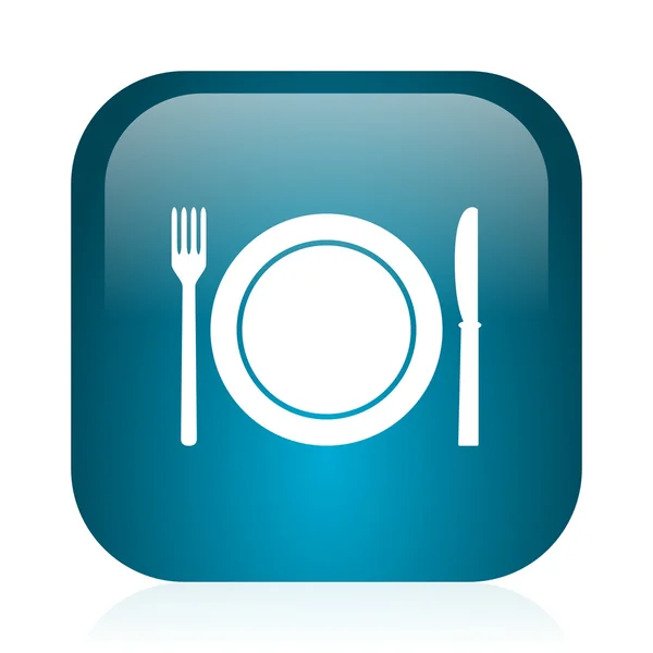 レストラン青い光沢のあるインター ネット アイコン — ストック写真