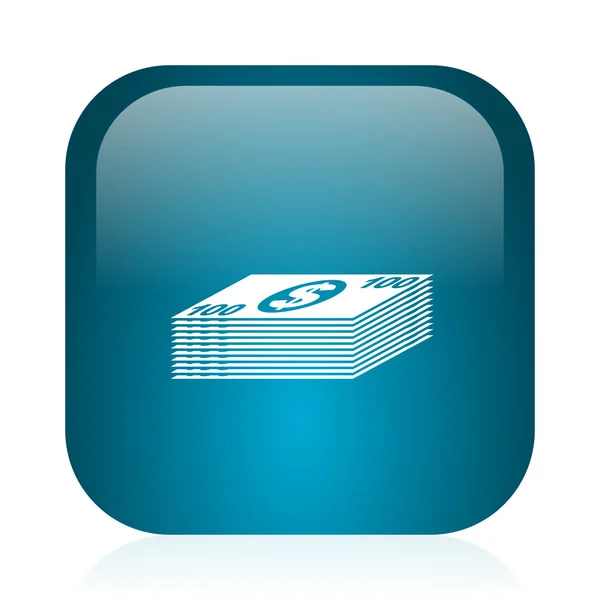 Pénz kék fényes internet ikonra — Stock Fotó