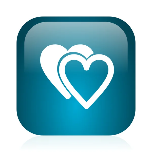 Love blue glossy internet icon — Stock Photo, Image