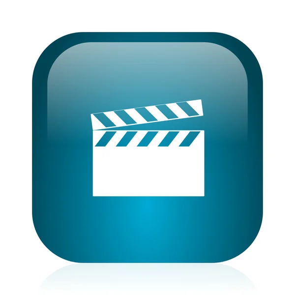 Video blaue Hochglanz-Internet-Ikone — Stockfoto