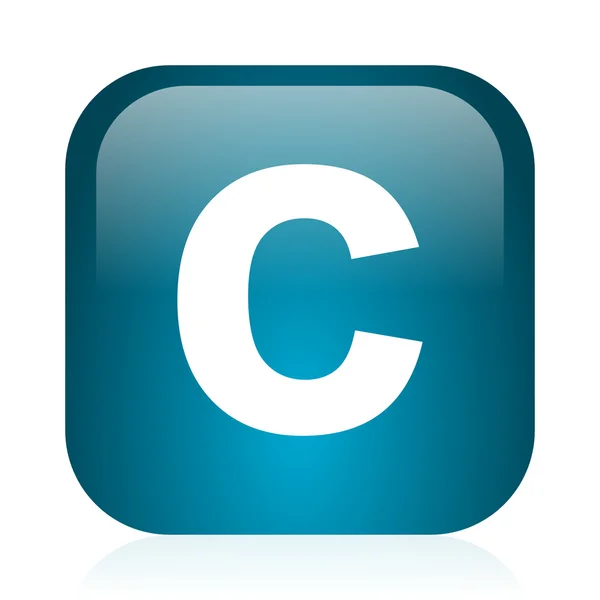 Praw autorskich niebieski błyszczący ikona internet — Zdjęcie stockowe