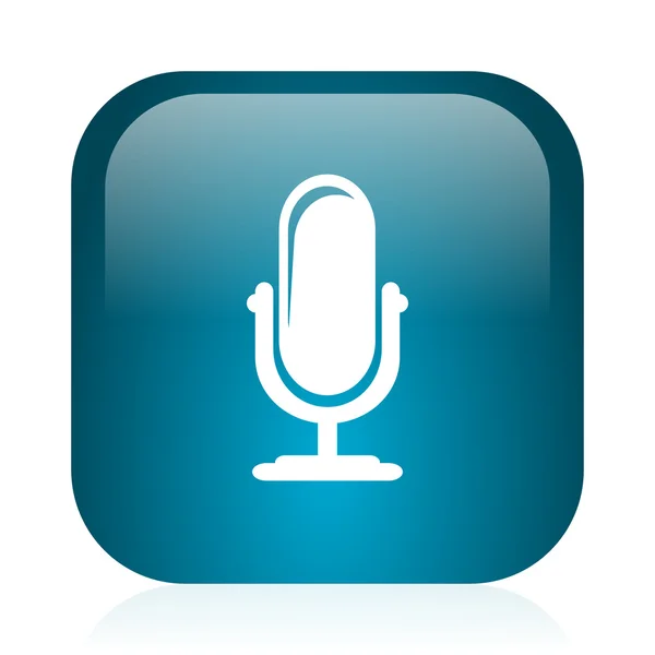 Microfono blu lucido icona internet — Foto Stock