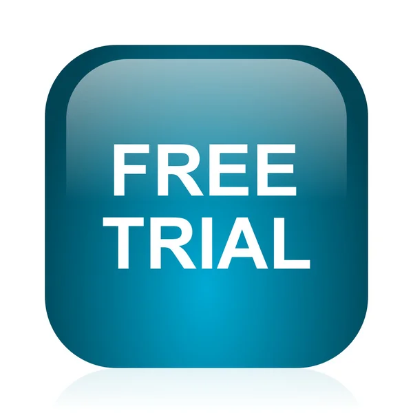 Free trial niebieski błyszczący ikona internet — Zdjęcie stockowe