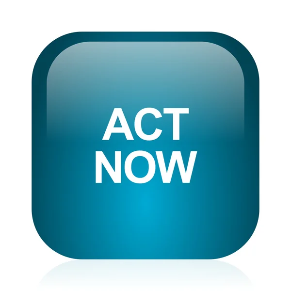 Act now blue glossy internet icon — Stock Photo, Image