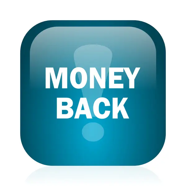 Dinheiro de volta ícone de internet brilhante azul — Fotografia de Stock