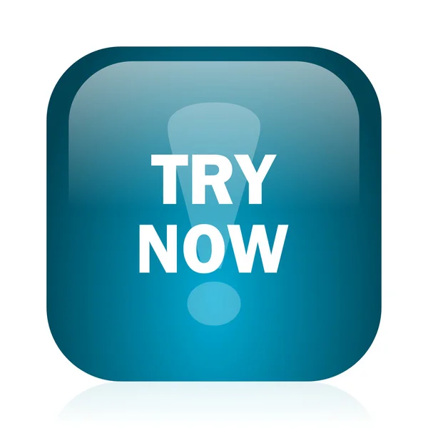Try now blue glossy internet icon — Stock Photo, Image