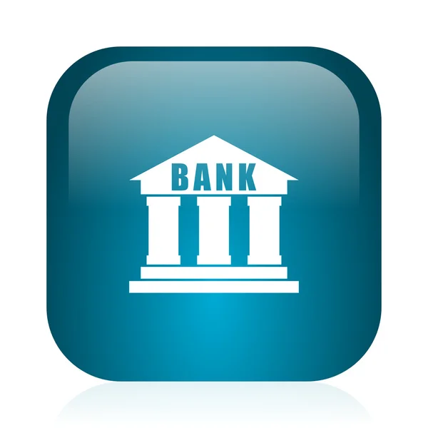 Banca blu lucido icona internet — Foto Stock