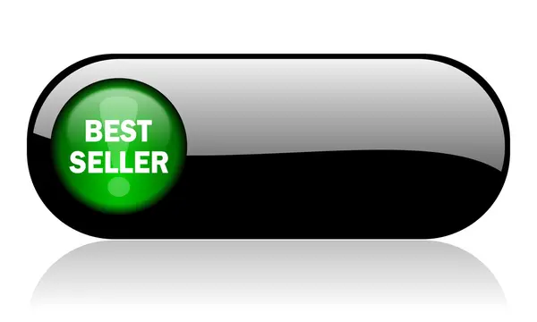 Melhor vendedor banner preto brilhante — Fotografia de Stock