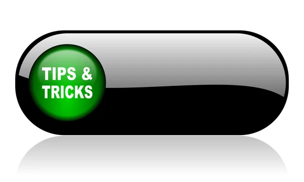 Tips tricks black glossy banner — Stock Photo, Image