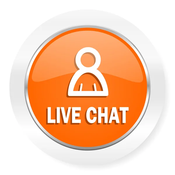 Livechat oranje computerpictogram — Stockfoto