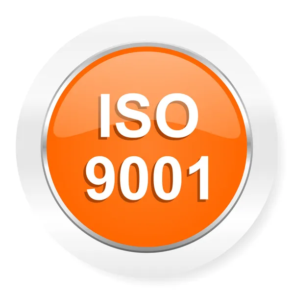 ISO 9001 turuncu bilgisayar kutsal kişilerin resmi — Stok fotoğraf