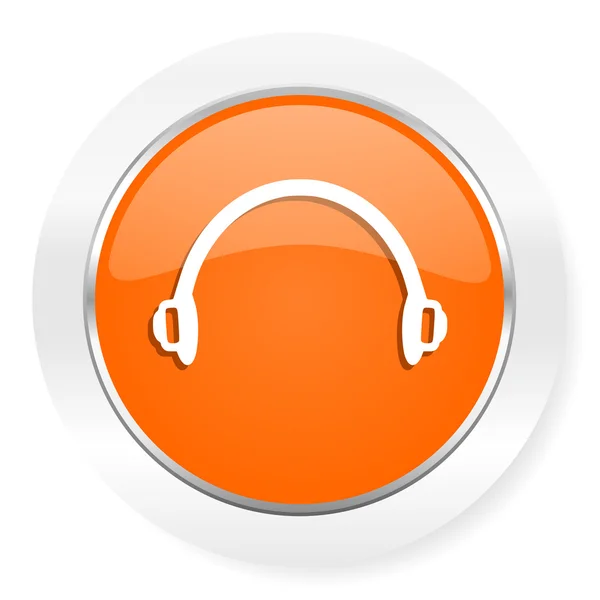 Headphones orange computer icon — Stock Photo, Image