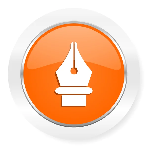 Oranžové počítač ikona pera — Stock fotografie