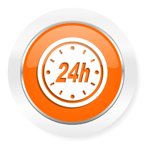 24h orange computer icon — Stock Photo, Image