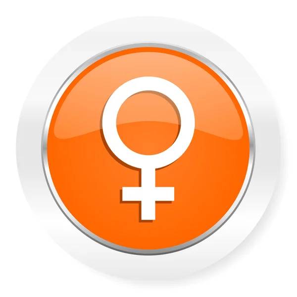 Ikona kobiece kobieta komputer pomarańczowy — Zdjęcie stockowe