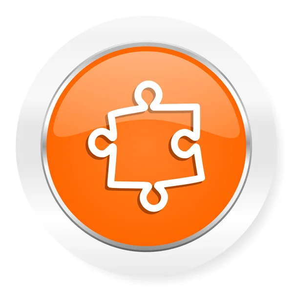 Puzzel oranje pictogram van de computer — Stockfoto