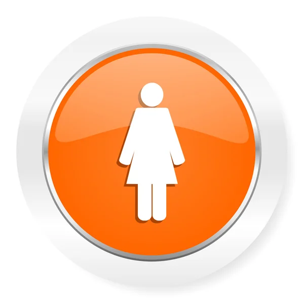 Ženské oranžové počítač ikona — Stock fotografie