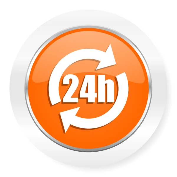 24h orange computer icon — Stock Photo, Image