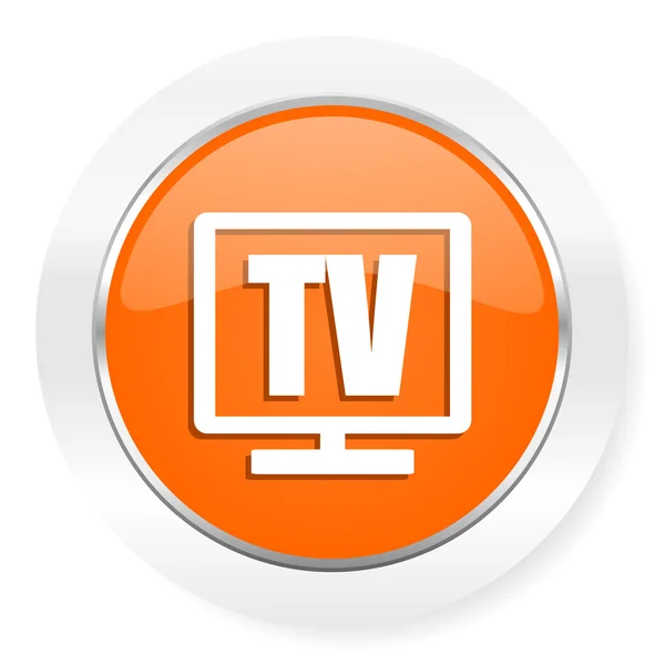 Значок телевізора помаранчевий комп'ютер — стокове фото