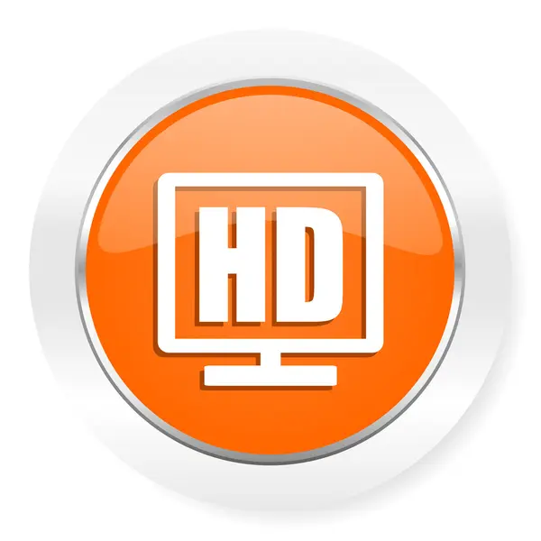 Wyświetlacz HD pomarańczowy ikonę — Zdjęcie stockowe