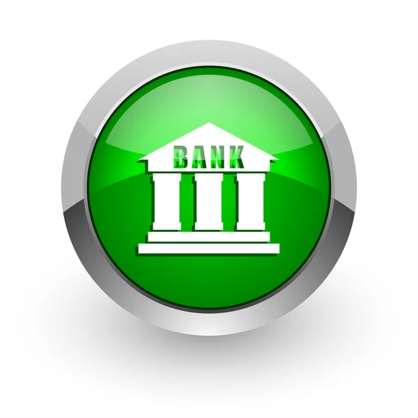 Bank grünes Hochglanz-Websymbol — Stockfoto