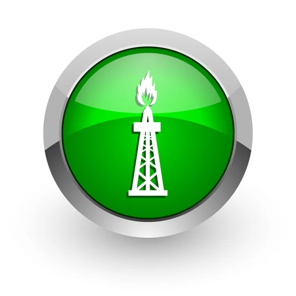 Gas green glossy web icon — Stock Photo, Image