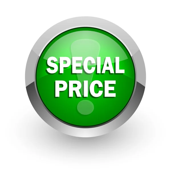 Special price green glossy web icon — Stock Photo, Image