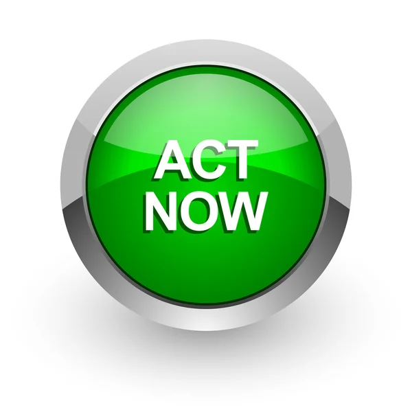 Act now green glossy web icon — Stock Photo, Image