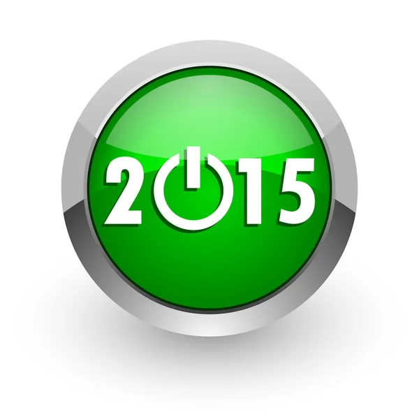 Nuevo año 2015 icono web brillante verde — Foto de Stock